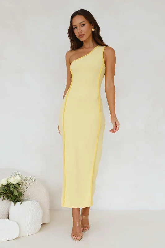 Piece Of Paradise One Shoulder Maxi Dress Yellow