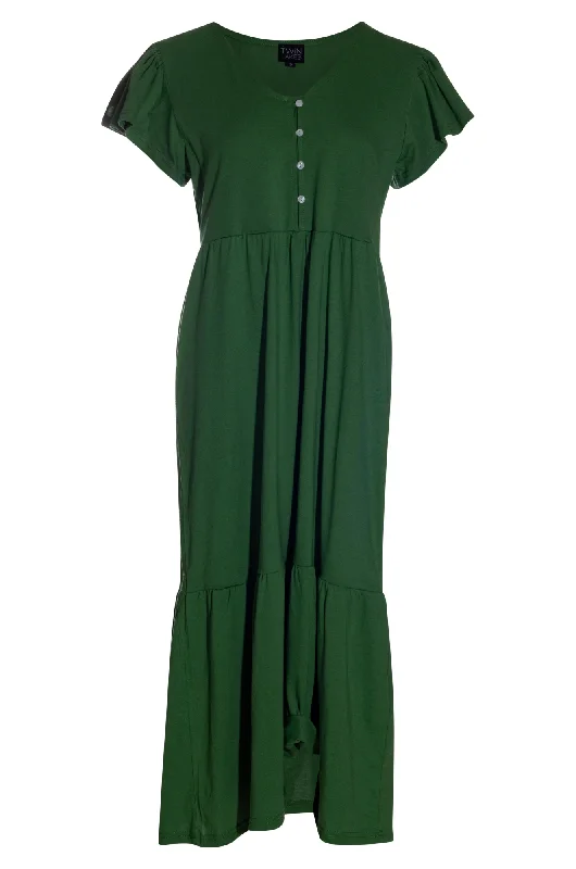 100% Cotton V neck Dress | GRASS | 6683AR