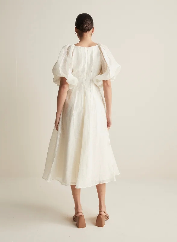 Blaine Silk Linen Midi Dress | Antique