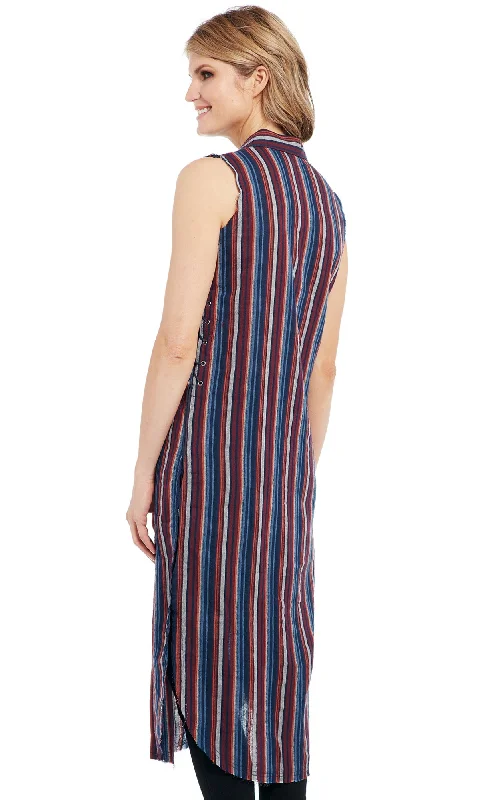 Cowgirl Up Womens Multi-Color Cotton Blend Striped Duster Dress S/L