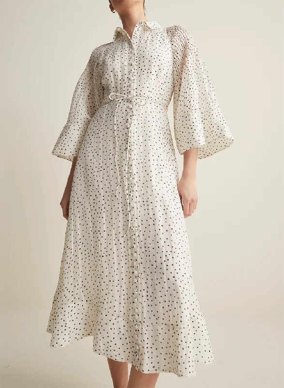 Dottie Silk Linen Midi Shirt Dress