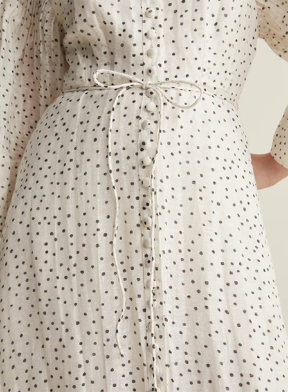 Dottie Silk Linen Midi Shirt Dress