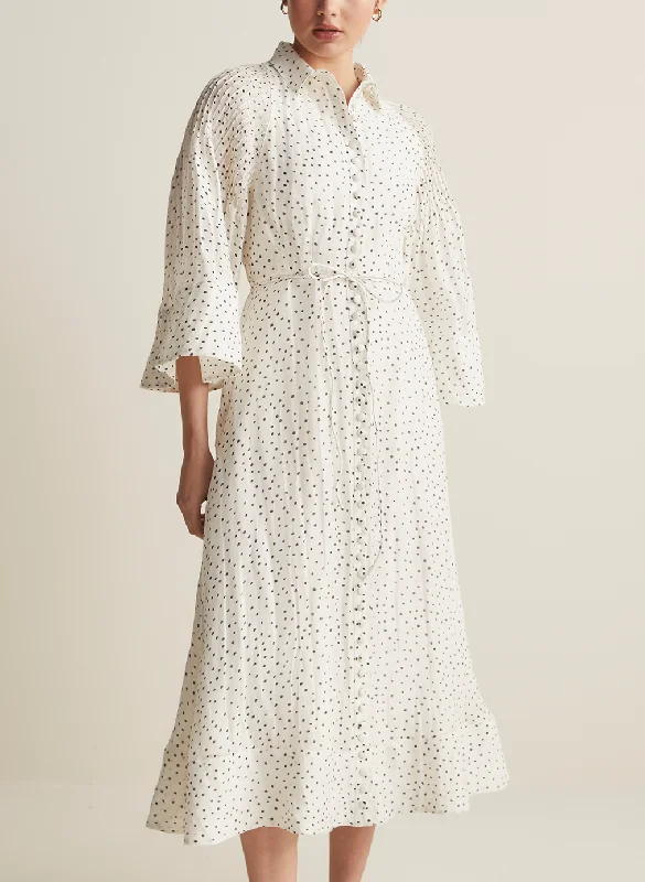 Dottie Silk Linen Midi Shirt Dress