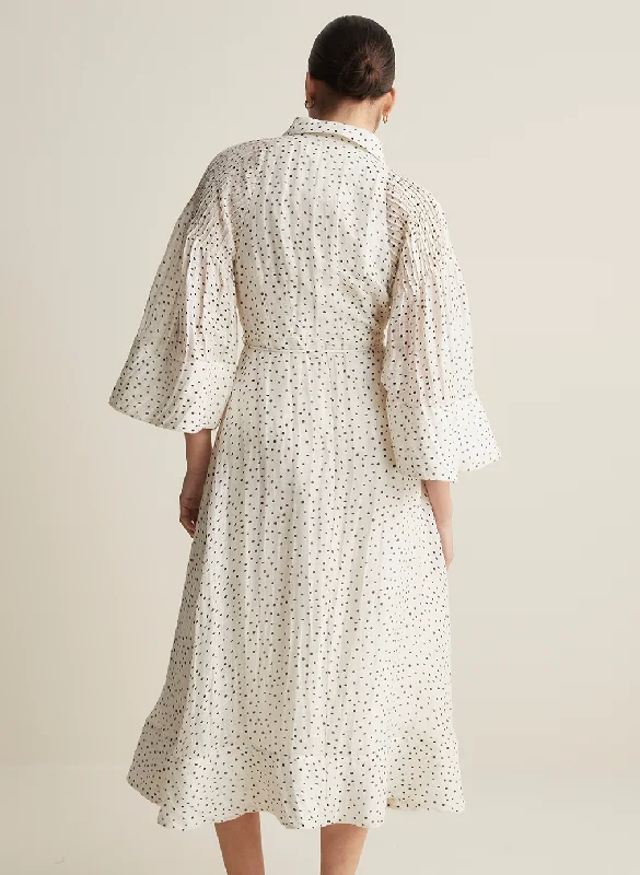 Dottie Silk Linen Midi Shirt Dress