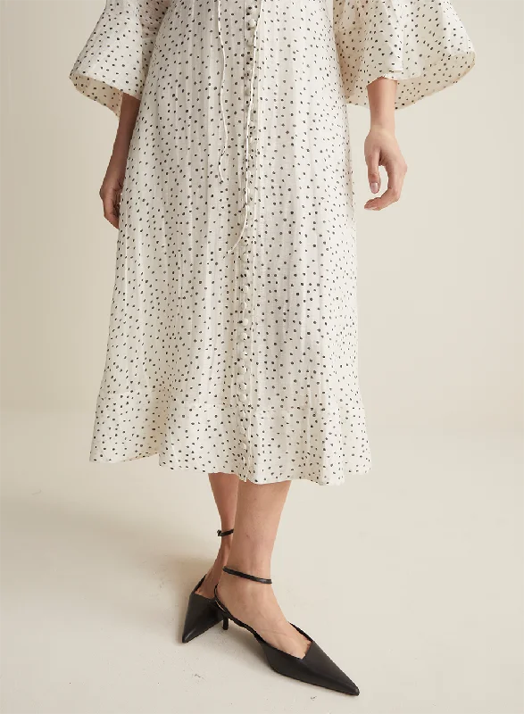 Dottie Silk Linen Midi Shirt Dress