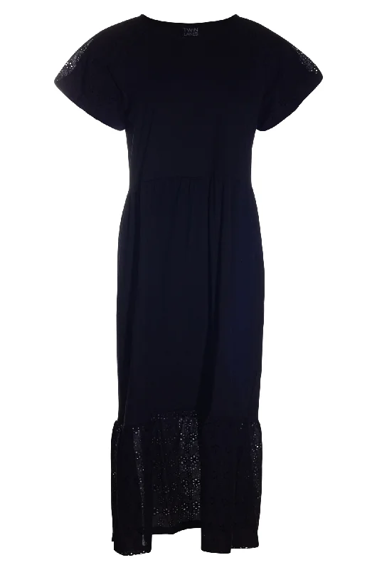 Dress with Broderie Anglais details | BLACK | 6681AR