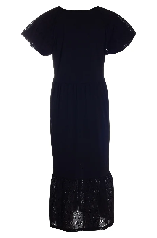 Dress with Broderie Anglais details | BLACK | 6681AR