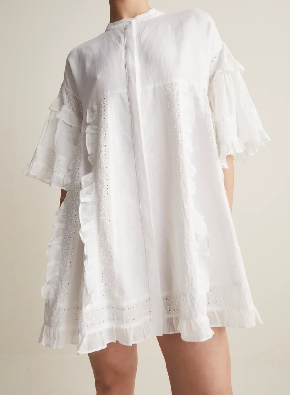 Sadie Linen Mini Smock Dress | Optical White | Restock