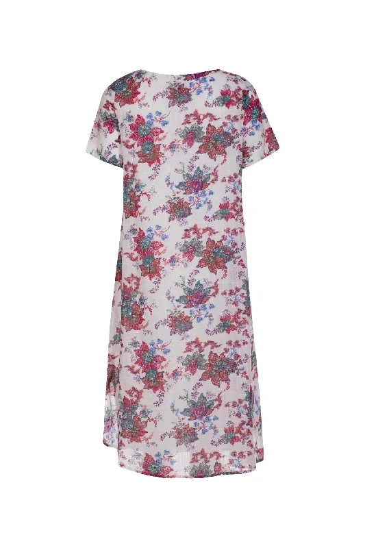 Short sleeve 100% Cotton Dress | Pink Green Garden | 6276AR