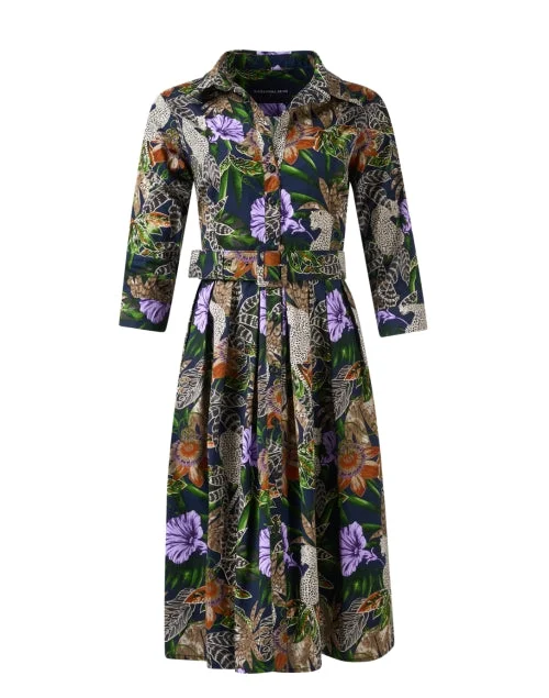 Audrey Multi Jungle Print Cotton Stretch Dress