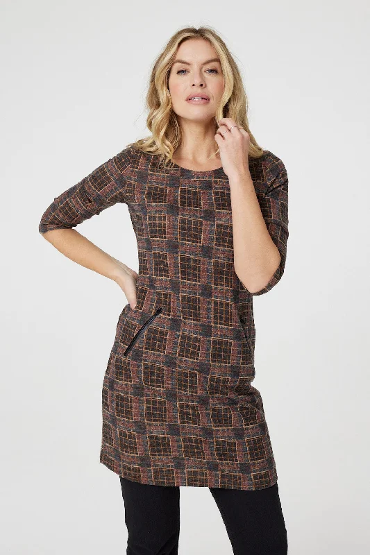 Printed Pocket Detail Tunic Dress