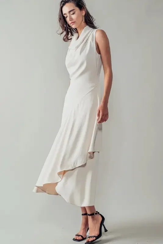 The Asymmetrical Drape Neck Dress