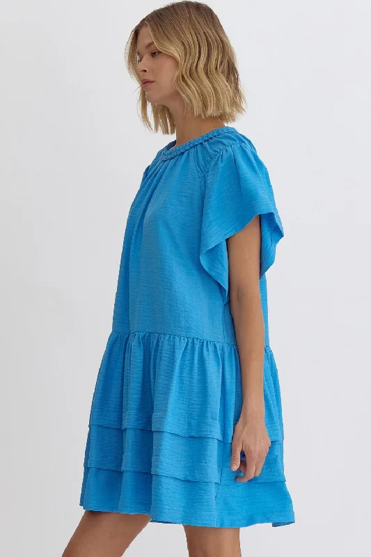 The Erin Textured Flutter Sleeve Dress