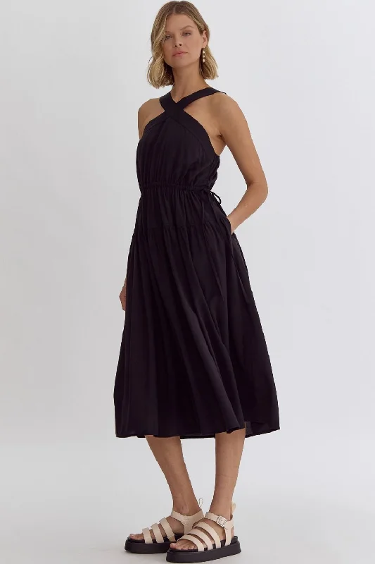 The Black Edith Side Tie Dress